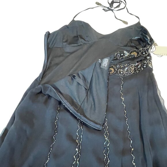 Adrianna Papell Black Beaded Halter Dress Size 12 Tags attached - Picture 13 of 15